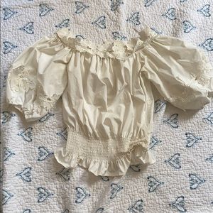 Beautiful off the shoulder blouse with flowers